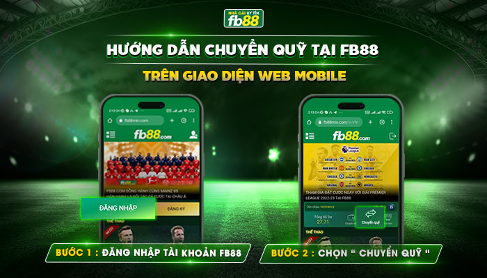 Hướng dẫn chuyển quỹ FB88 trên giao diện Web Mobile